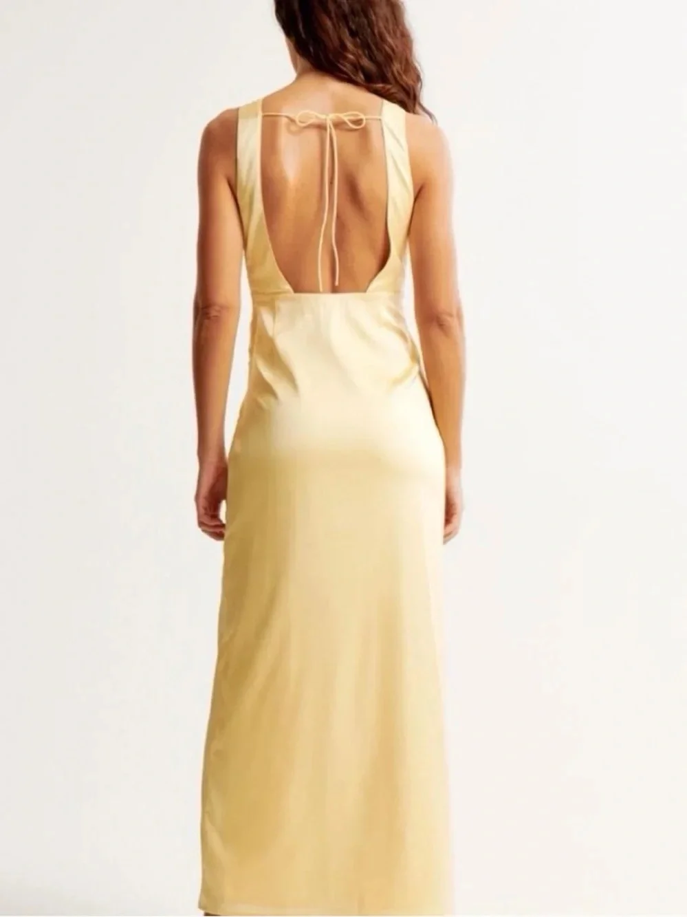 Abercrombie & Fitch Knot Split Maxi Dress Yellow